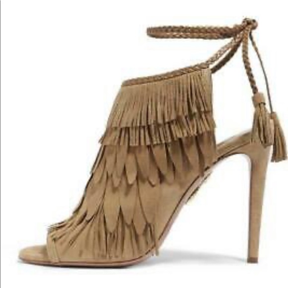 AQUAZZURA FIRENZE SO POCAHONTAS SANDAL CAPPUCCINO - Picture 1 of 10
